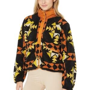 Free People Rocky Ridge Fleece Jacket XS Geometric Tribal Sportif Festival Boho
